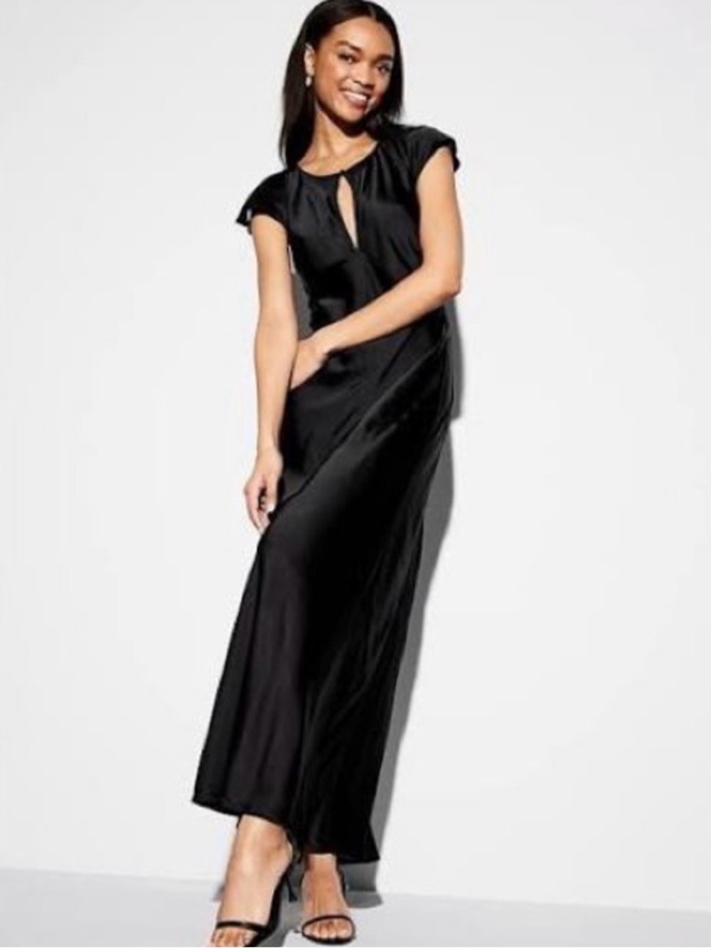 The Occasion by Old Navy Flutter-Sleeve Keyhole Satin Maxi Dress